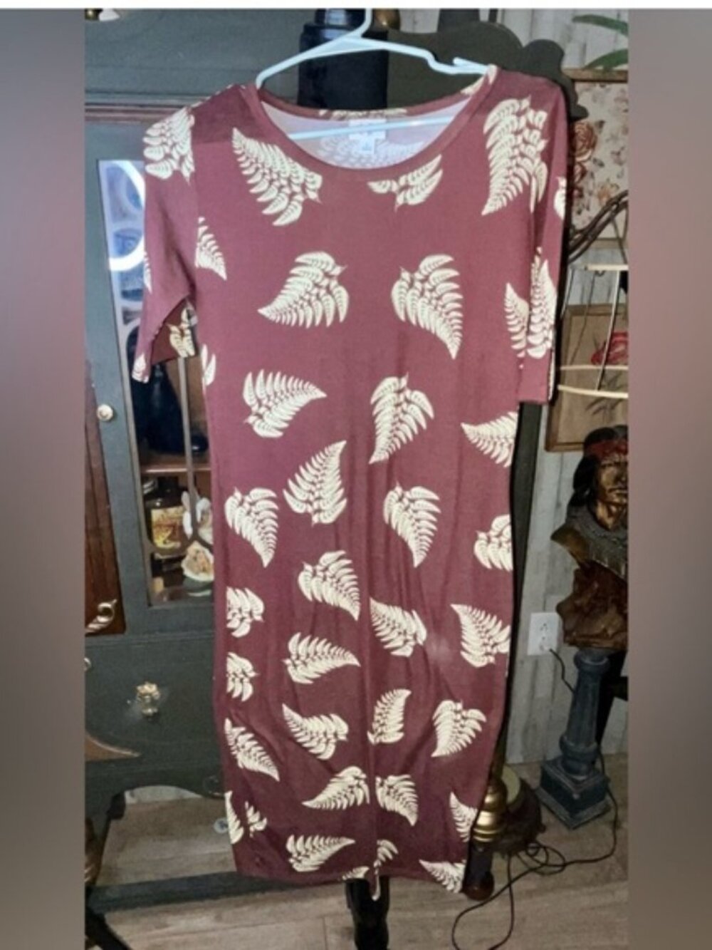Leaf Print Mini Dress - Brown